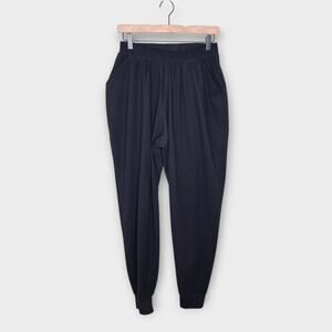 Finisterre Womens Black High Rise Jogger Pants Sz 12 Stretchy Pockets Casual